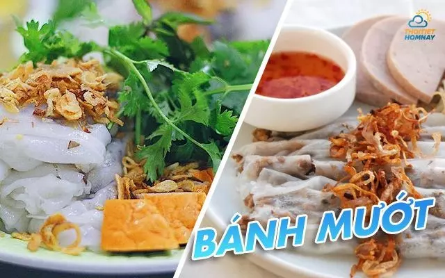 Bánh mướt Vinh ăn kèm chả