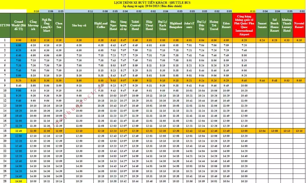 Lịch trình xe bus VinWonders Phú Quốc chi tiết MỚI NHẤT 2023