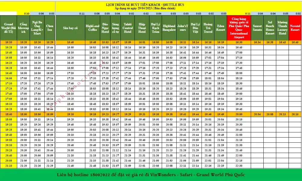 Lịch trình xe bus VinWonders Phú Quốc chi tiết MỚI NHẤT 2023