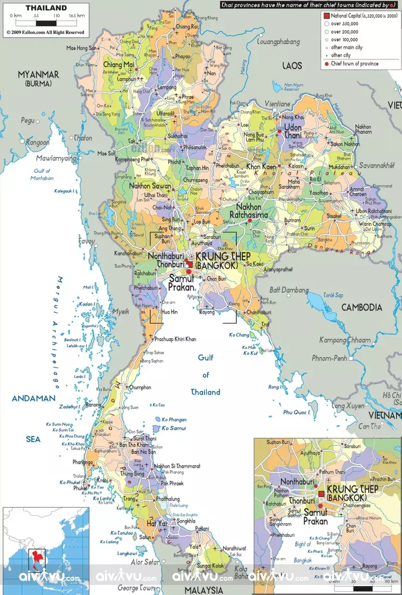 Bản đồ địa lý Thái Lan