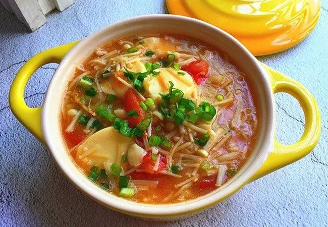 Canh trứng cà chua đậu phụ