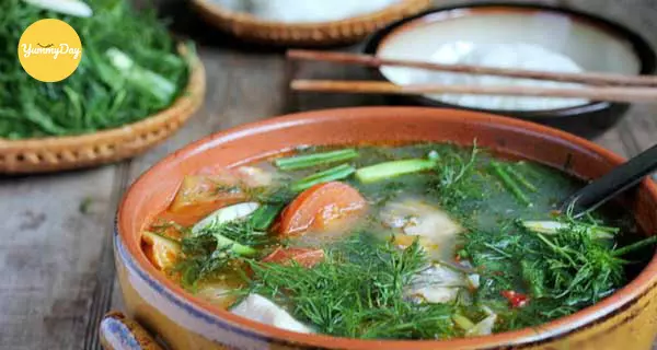 Thành phẩm món canh riêu cá nấu mẻ