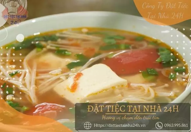 Canh nấm đậu hũ non chay