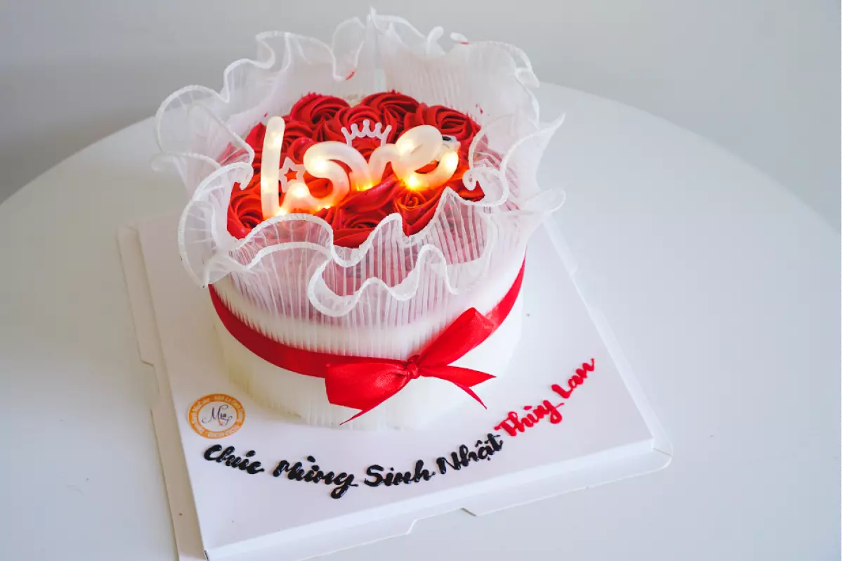 Bánh Kem Bơ Pháp Sinh Nhật Trái Tim Hoa Hồng - Valentine - BKB233 - Bánh  Sinh Nhật Grand Castella - Kem Bơ Pháp Thượng Hạng