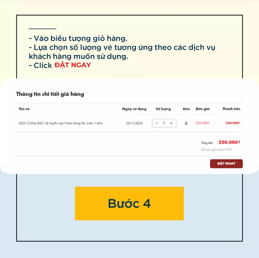 Bước thứ 3 trong quy trình mua vé cáp treo núi bà đen